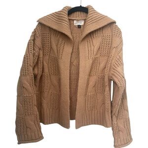 Universal Thread Cable Knit Open Front Cardigan sweater Size Small Tan